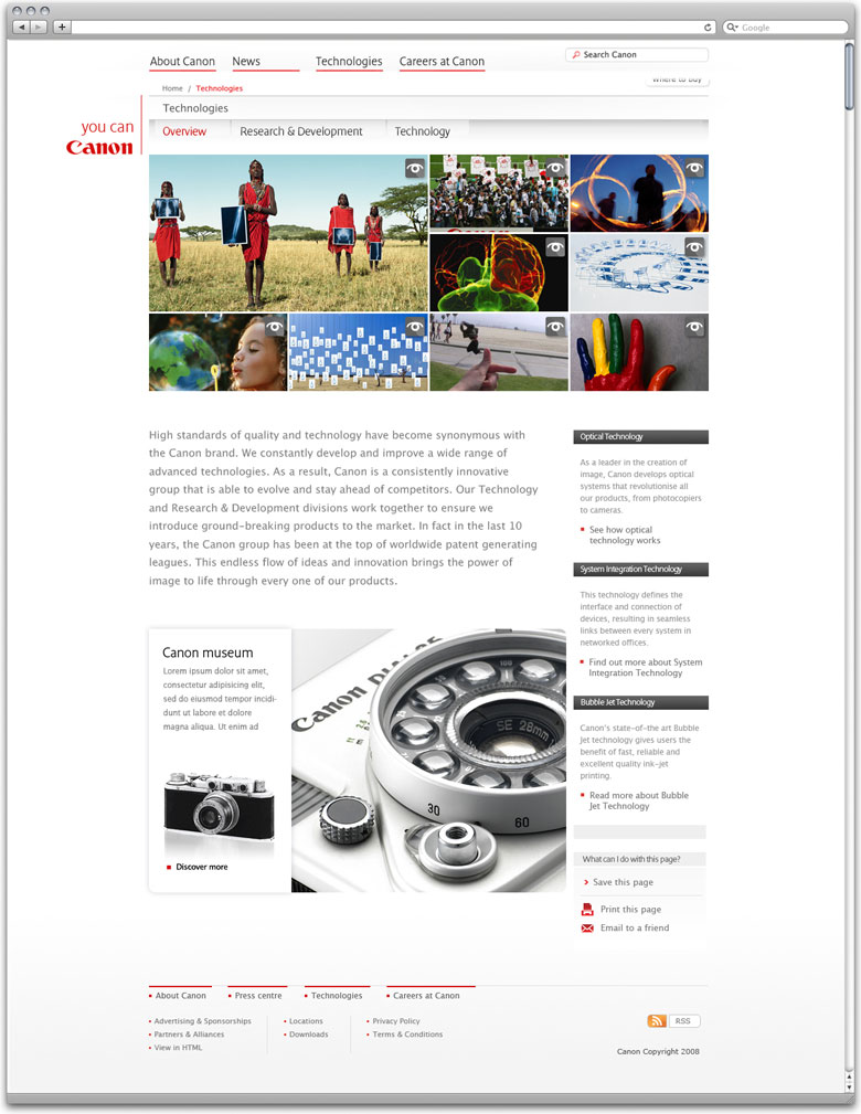 Canon corporate website